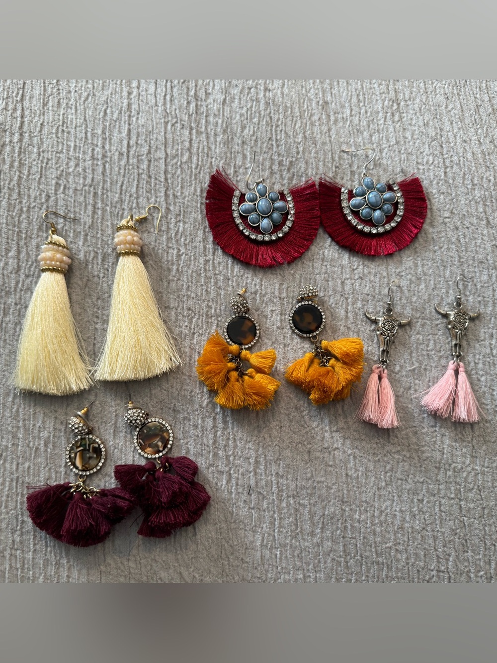 Bohemian Tassel Statement Earrings - Yellow